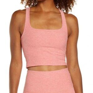 Beyond Yoga Spacedye Square Neck Cropped Tank in Cherry Blossom Heather XS